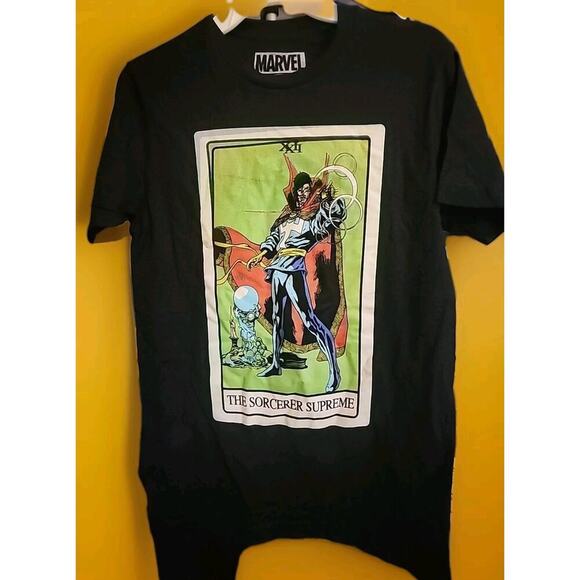 Marvel The Sorcerer Supreme Shirt Small Black Graphic Print Tarot Cr2 Excellent - Picture 1 of 4
